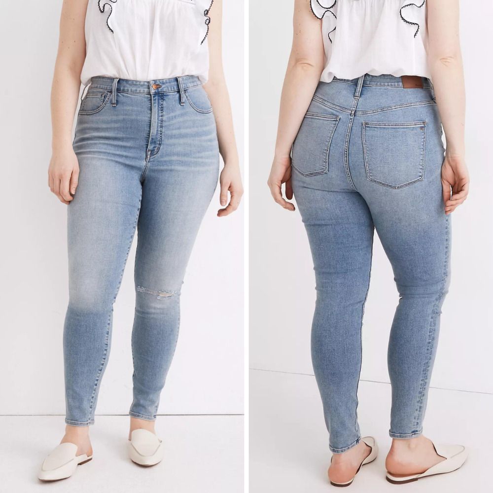 Madewell Curvy Roadtripper Authentic Jeans in Benton Wash: Knee-Rip, 32